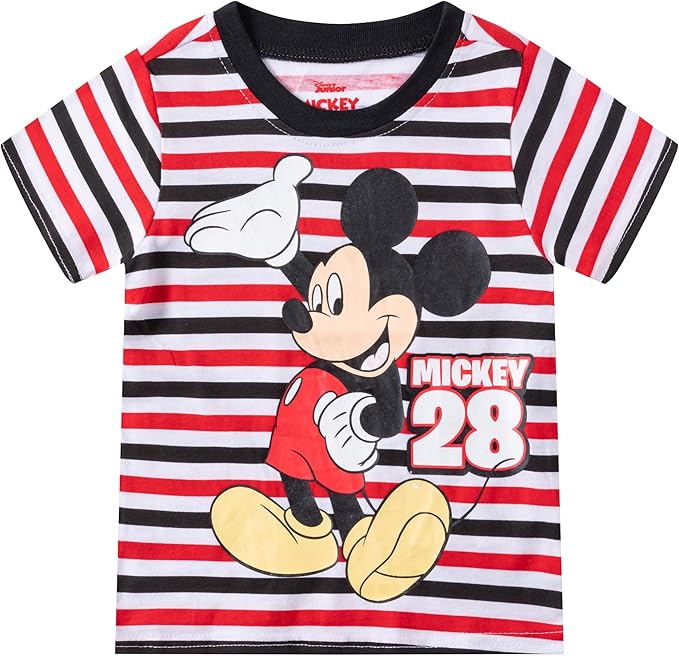 Disney Mickey Mouse Boys’ 3 Pack T-Shirts for Toddler – Red/White/Black