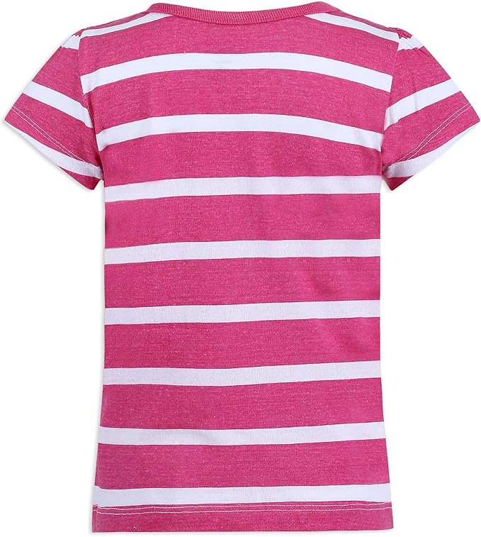 Disney Girl's 3 Pack Minnie Mouse Short Sleeves Tee Shirt Set, Pink/Blue