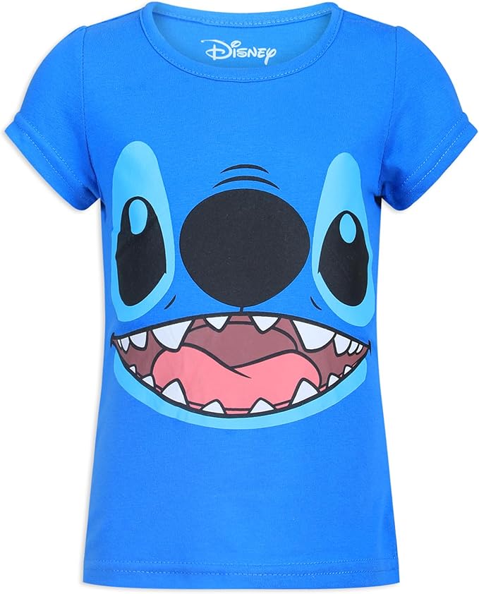 Disney Lilo and Stitch Girls 3 Pack T-Shirts for Toddler, Little and Big Girls - Blue/Yellow/White
