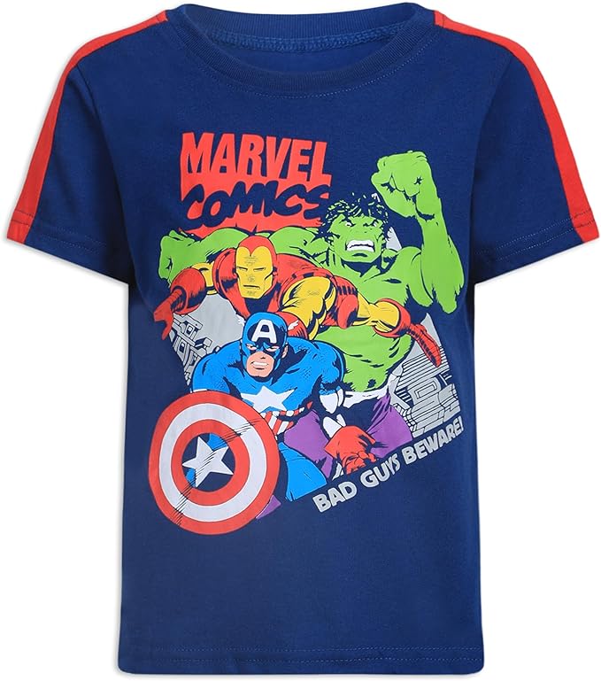 Marvel Avengers Boys’ T-Shirt 3 Pack for Toddler and Little Kids – Grey/Navy/Red