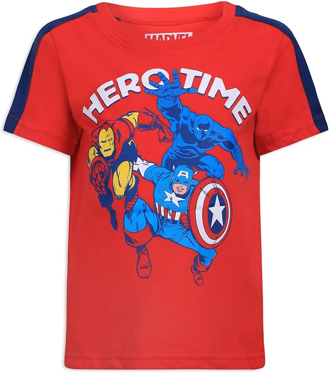 Marvel Avengers Boys’ T-Shirt 3 Pack for Toddler and Little Kids – Grey/Navy/Red