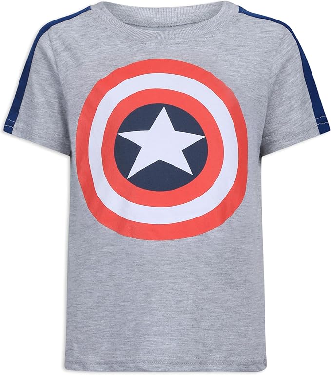 Marvel Avengers Boys’ T-Shirt 3 Pack for Toddler and Little Kids – Grey/Navy/Red