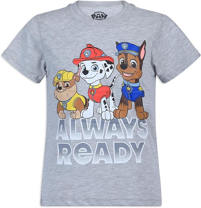 Nickelodeon Paw Patrol Boys T-Shirt Pack for Toddler and Little Kids – Grey/Red/White/Yellow/Blue/Navy