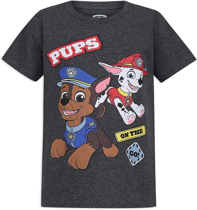 Nickelodeon Paw Patrol Boys T-Shirt Pack for Toddler and Little Kids – Grey/Red/White/Yellow/Blue/Navy