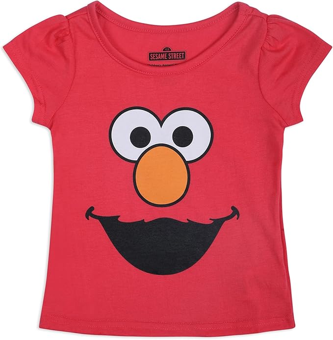 Sesame Street Girls 3 Pack T-Shirts for Infant and Toddler – Red/Pink/Grey