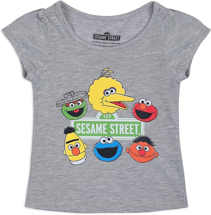Sesame Street Girls 3 Pack T-Shirts for Infant and Toddler – Red/Pink/Grey