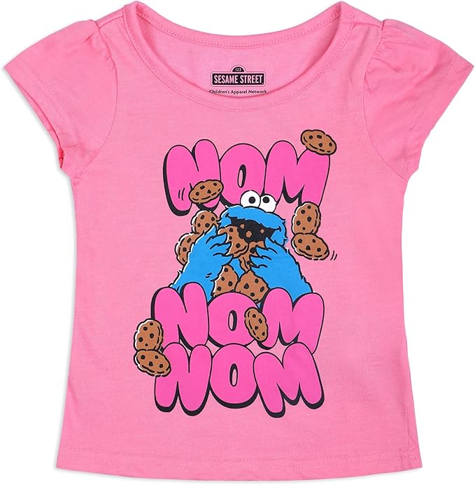 Sesame Street Girls 3 Pack T-Shirts for Infant and Toddler – Red/Pink/Grey