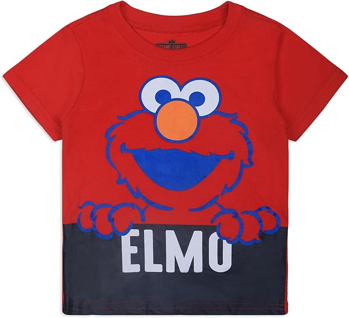 Sesame Street Boys Elmo and Friends 3 Pack T-Shirts for Infant and Toddler – Red/White/Grey