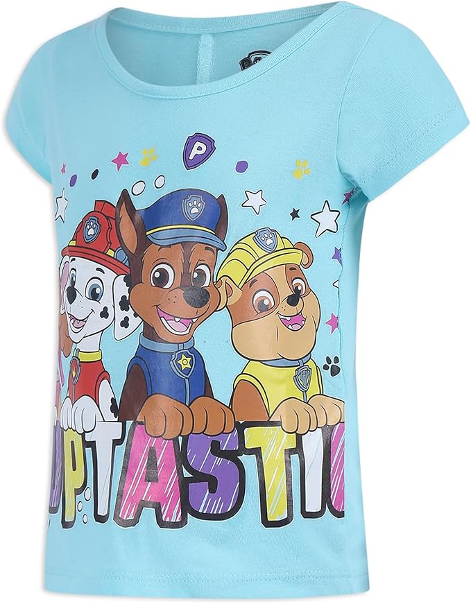 Nickelodeon Paw Patrol Girls Short Sleeve T-Shirt for Toddler and Little Kids - Grey/Pink/White/Blue