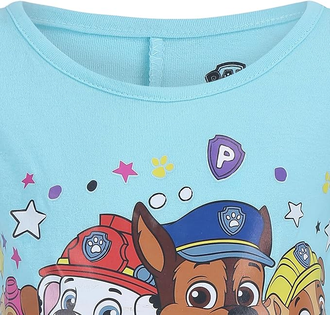 Nickelodeon Paw Patrol Girls Short Sleeve T-Shirt for Toddler and Little Kids - Grey/Pink/White/Blue