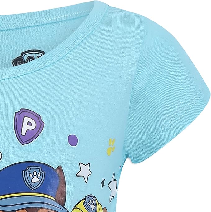 Nickelodeon Paw Patrol Girls Short Sleeve T-Shirt for Toddler and Little Kids - Grey/Pink/White/Blue