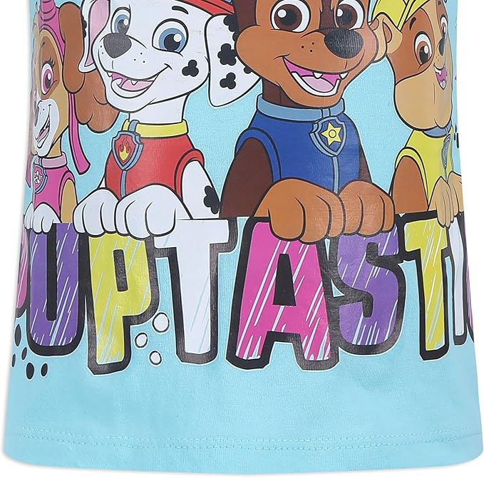 Nickelodeon Paw Patrol Girls Short Sleeve T-Shirt for Toddler and Little Kids - Grey/Pink/White/Blue