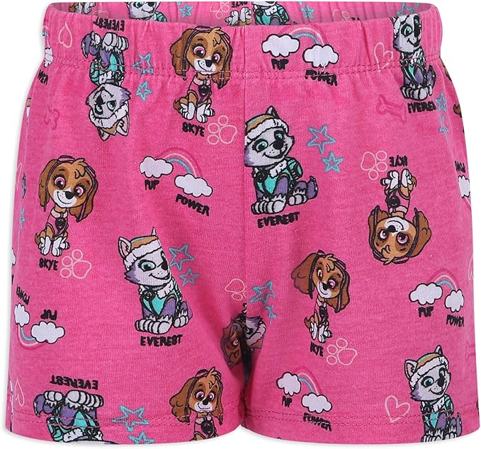 Nickelodeon Paw Patrol Girls’ Short Sleeve Shirt, Tank top and Shorts Set for Toddler and Little Kid – Pink/Blue/Grey