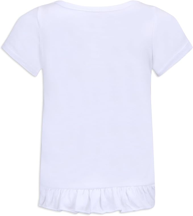 Disney Princess Belle Girls 3 Piece Shirts and Short Set for Infant, Toddler and Little Girls - Yellow/Blue/White