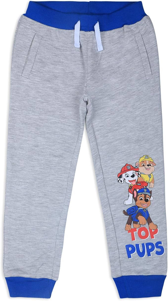 Nickelodeon Paw Patrol Chase, Marshall and Rubble Boys 2 Pack Jogger Pants for Toddler and Little Kids – Blue/Grey