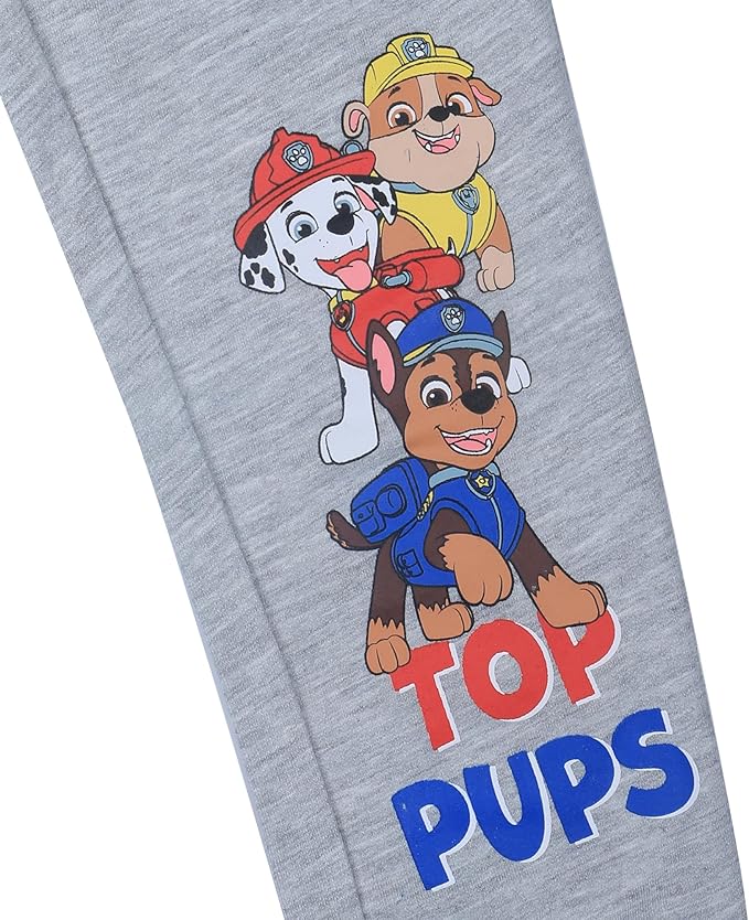 Nickelodeon Paw Patrol Chase, Marshall and Rubble Boys 2 Pack Jogger Pants for Toddler and Little Kids – Blue/Grey