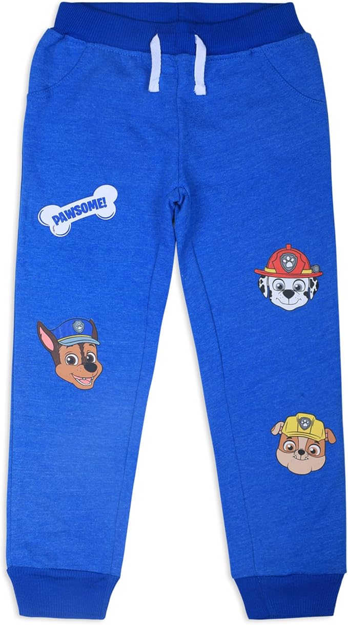 Nickelodeon Paw Patrol Chase, Marshall and Rubble Boys 2 Pack Jogger Pants for Toddler and Little Kids – Blue/Grey
