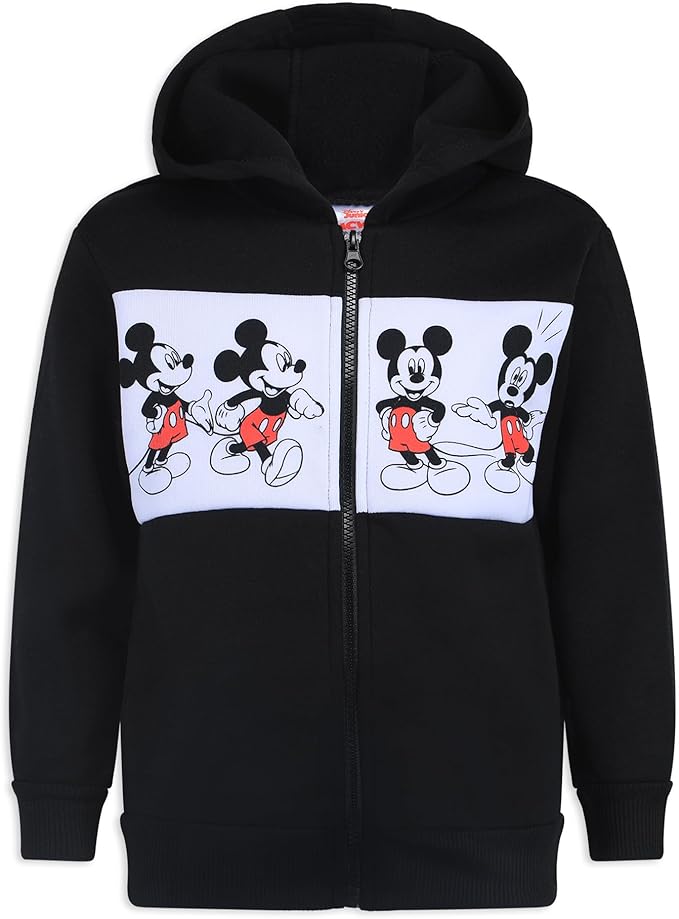 Disney Mickey Mouse Boys’ 2 Pack Hoodie for Toddler and Little Kids – Grey/Black/Red