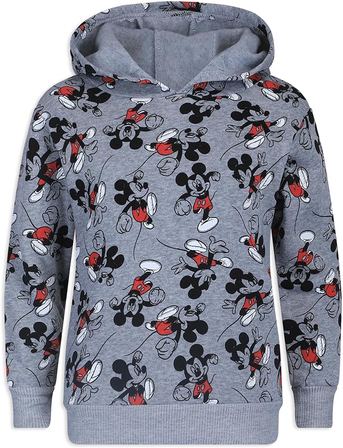 Disney Mickey Mouse Boys’ 2 Pack Hoodie for Toddler and Little Kids – Grey/Black/Red