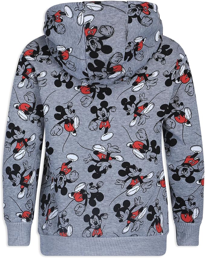 Disney Mickey Mouse Boys’ 2 Pack Hoodie for Toddler and Little Kids – Grey/Black/Red