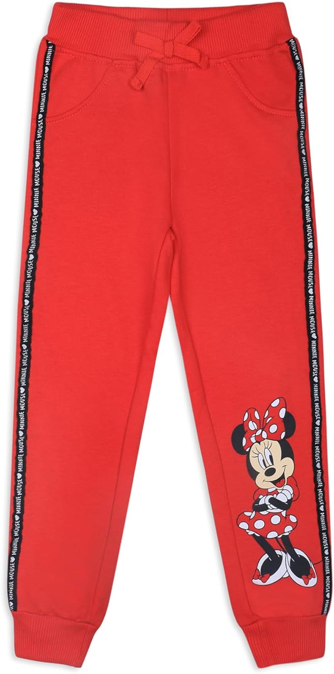 Disney Minnie Mouse Girls' 2 Pack Jogger Pants for Toddler and Little Kids – Red/Grey