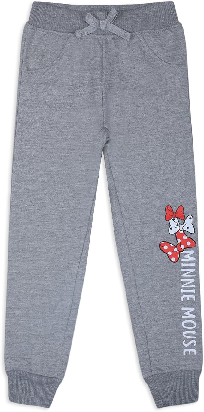 Disney Minnie Mouse Girls' 2 Pack Jogger Pants for Toddler and Little Kids – Red/Grey