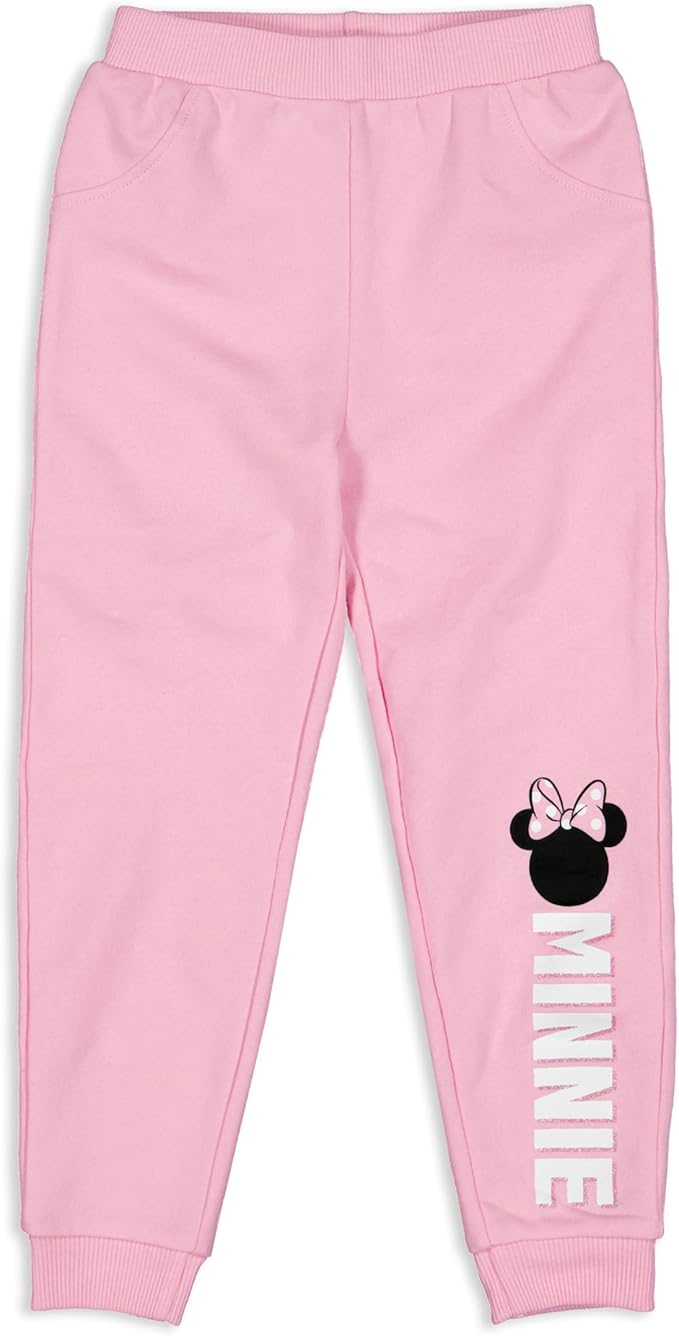 Disney Minnie Mouse Girls' 2 Pack Jogger Pants for Toddler and Little Kids – Red/Grey