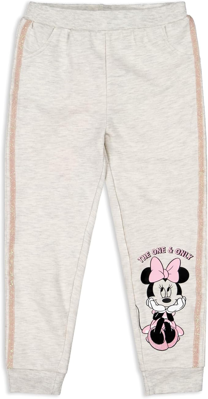 Disney Minnie Mouse Girls' 2 Pack Jogger Pants for Toddler and Little Kids – Red/Grey