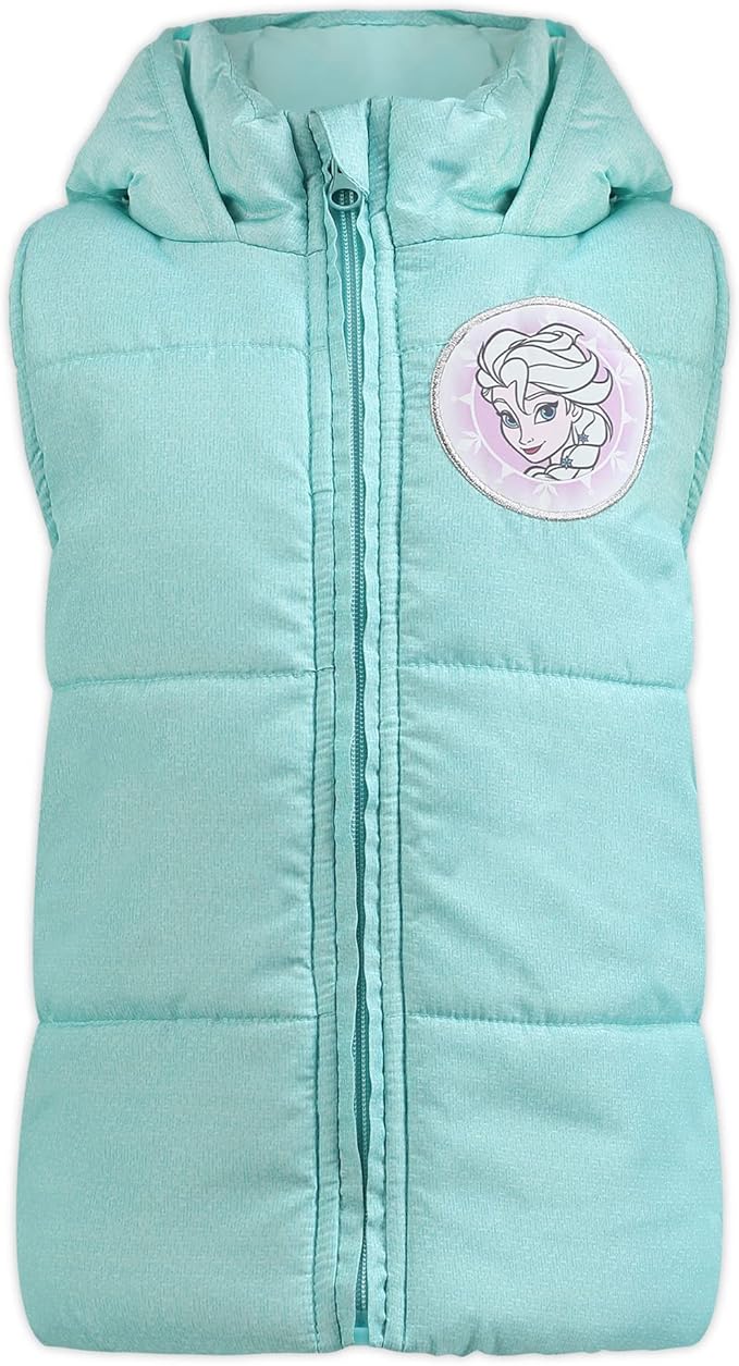 Disney Frozen Elsa Girls’ Long Sleeve Shirt, Vest and Legging Set for Toddler and Little Kids – White/Grey/Blue