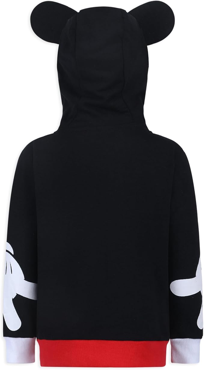 Disney Mickey Mouse Boys Zip Up Hoodie with Ears for Infants and Toddlers Kids ? Black/Red