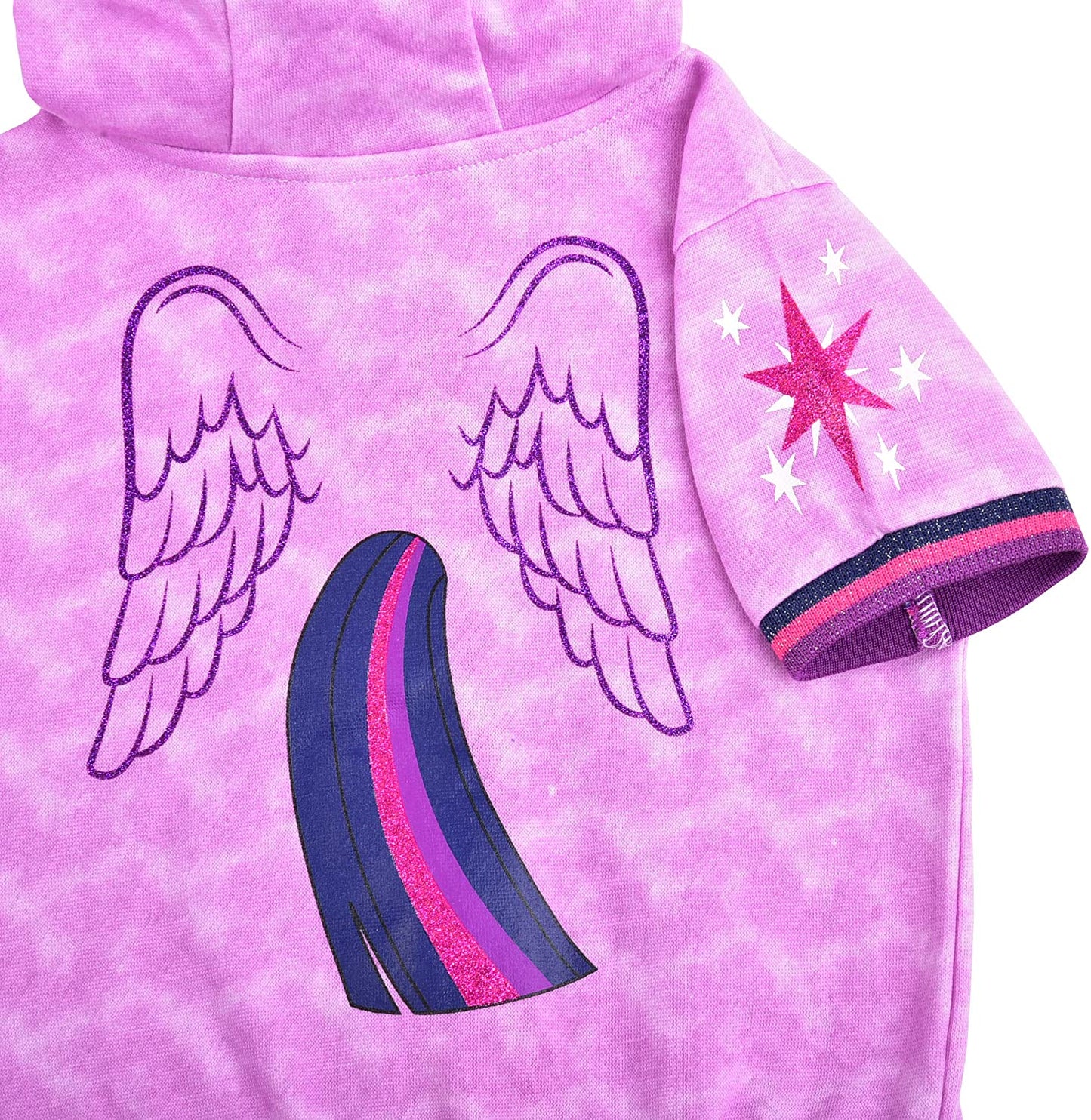 My Little Pony Twilight Sparkle Girls Short Sleeve Zip Up Hoodie for Toddler and Little Kids – Purple