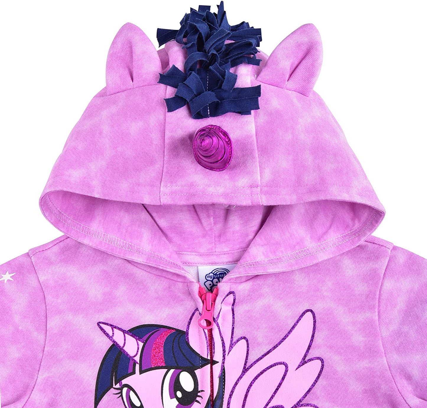 My Little Pony Twilight Sparkle Girls Short Sleeve Zip Up Hoodie for Toddler and Little Kids – Purple