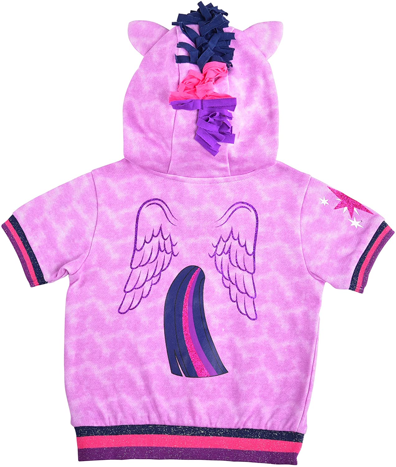 My Little Pony Twilight Sparkle Girls Short Sleeve Zip Up Hoodie for Toddler and Little Kids – Purple