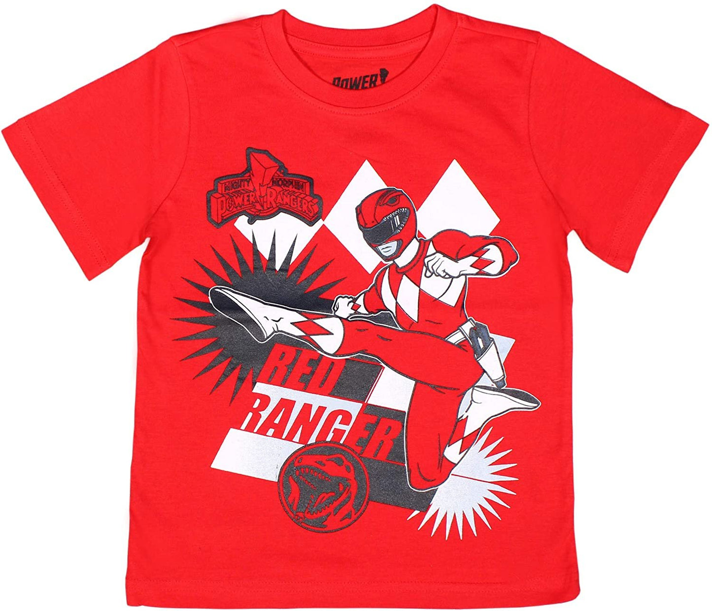 Power Rangers’ Red Ranger, Blue Ranger and Green Ranger Boys’ 3 Pack T-Shirts for Little Kids – Blue/Red/Grey