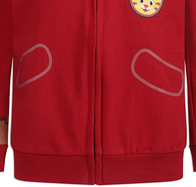 Fred Rogers Company Daniel Tiger Boys’ Zip Up Hooded Sweatshirt for Toddler – Red/Yellow
