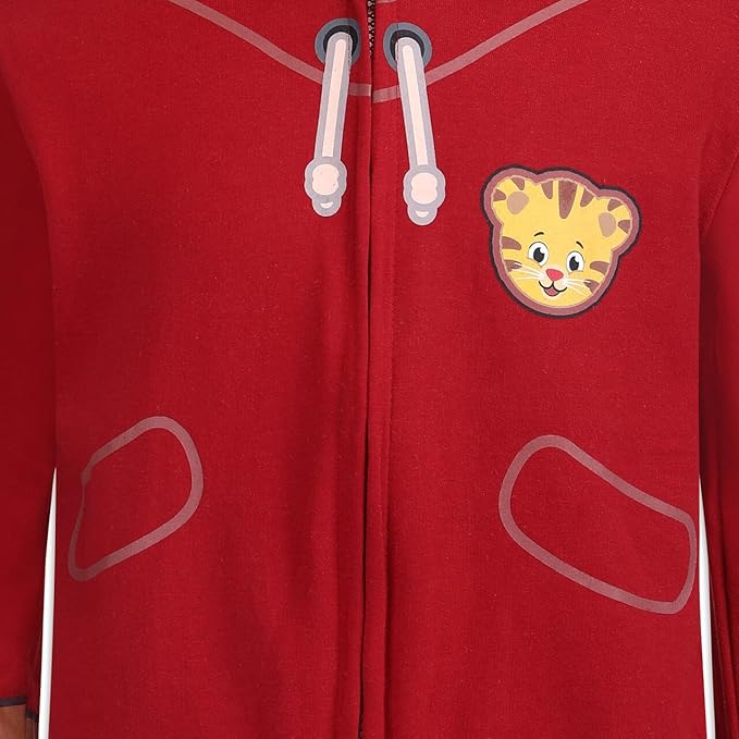 Fred Rogers Company Daniel Tiger Boys’ Zip Up Hooded Sweatshirt for Toddler – Red/Yellow