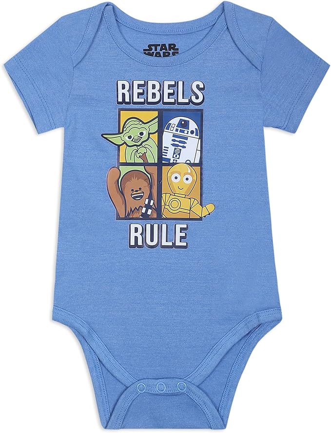 Star Wars Boys' 5 Pack Bodysuit Costume for Infant – Blue/Grey/Brown/Black/White