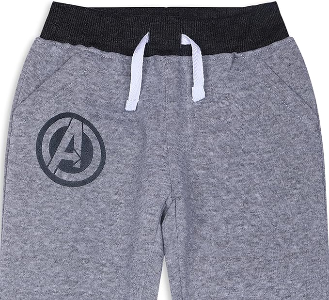 Marvel Avengers Hulk, Captain America and Iron Man Boys’ Joggers 2 Pack for Toddler and Little Kids – Black/Grey