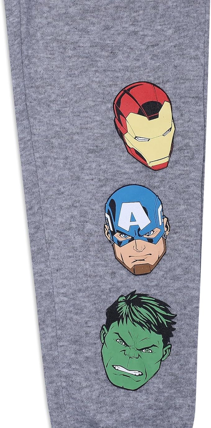 Marvel Avengers Hulk, Captain America and Iron Man Boys’ Joggers 2 Pack for Toddler and Little Kids – Black/Grey