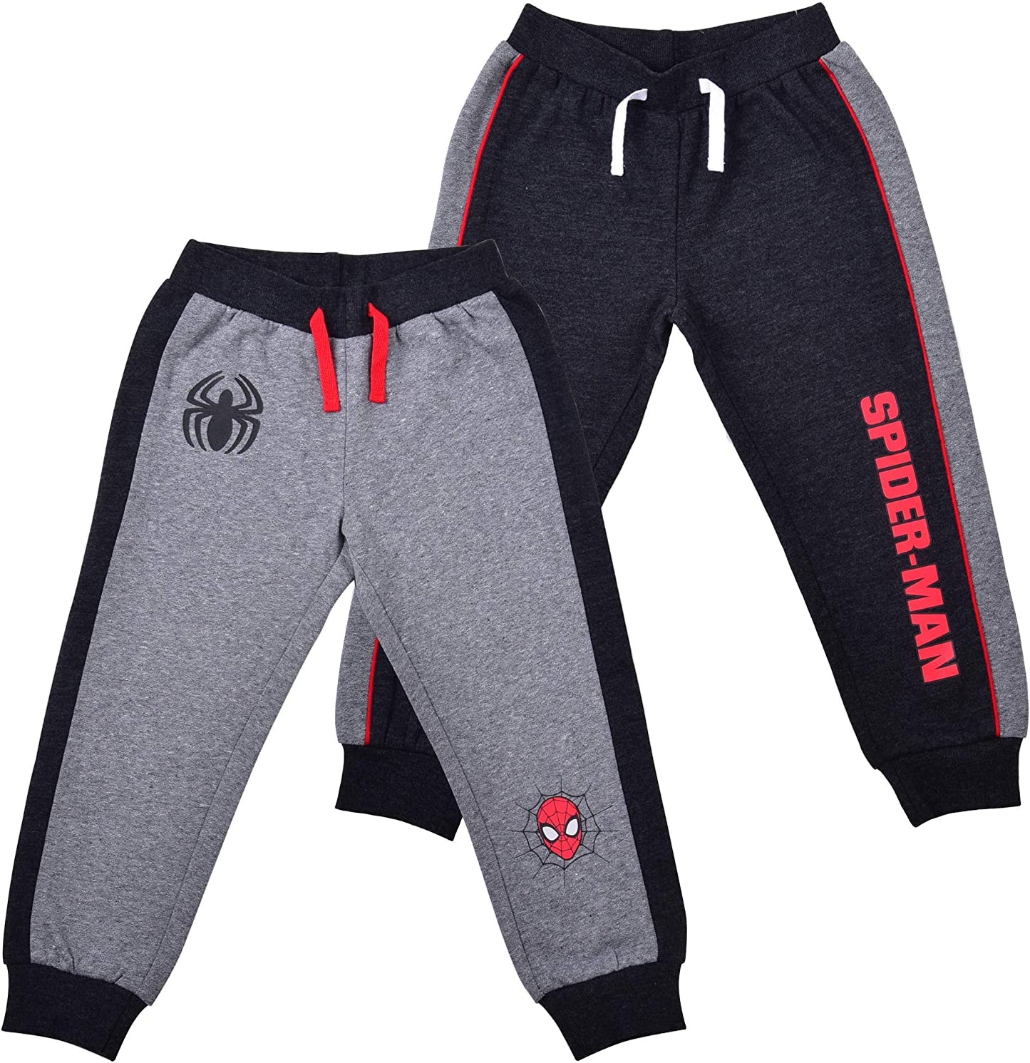 Marvel Spiderman Boys’ 2 Pack Jogger Pant With Drawstring for Toddler and Little Kids – Blue/Navy or Black/Grey
