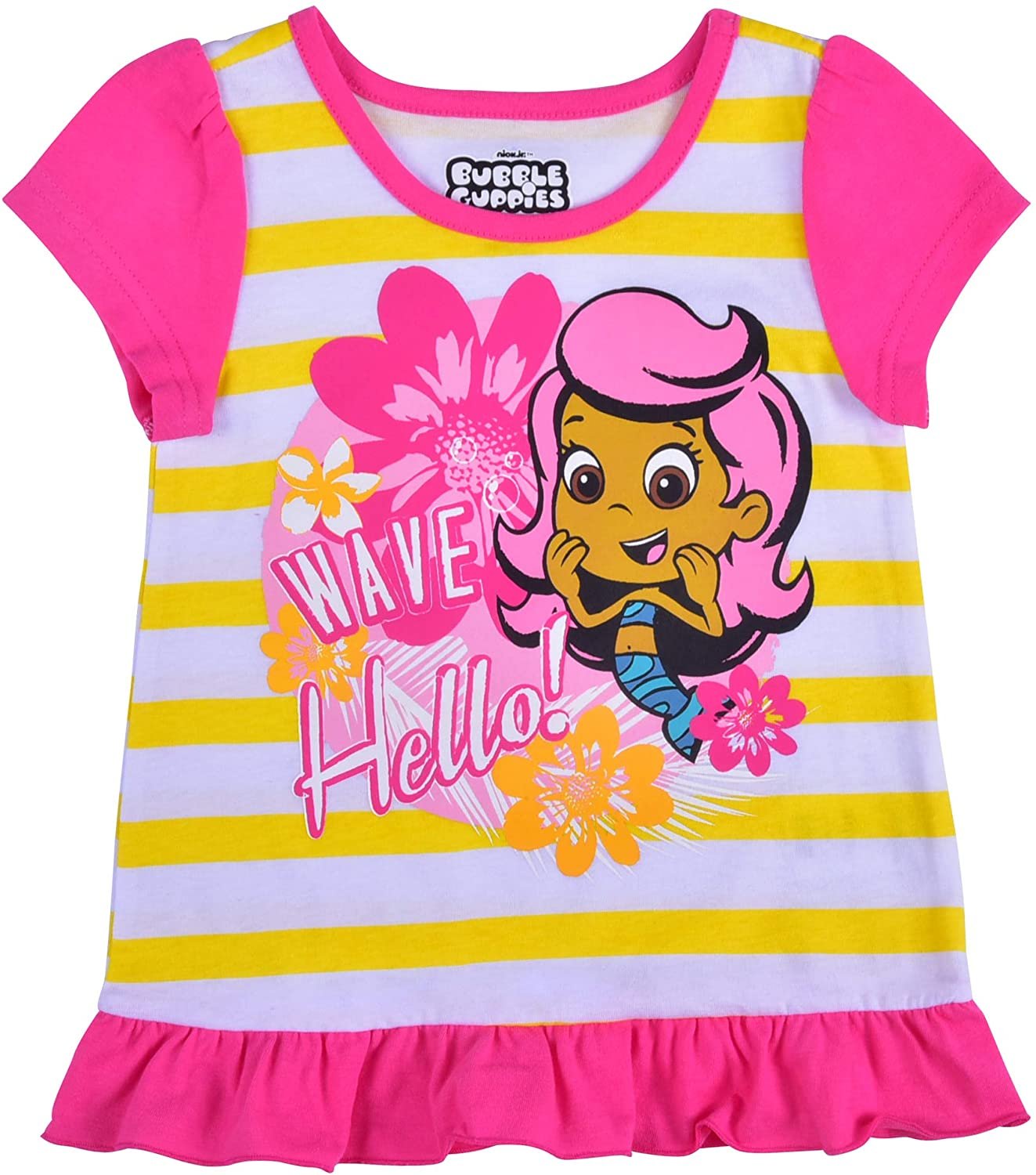Nickelodeon Bubble Guppies Girls 3 Piece Molly T-Shirt, Short and Legging Set for Toddler and Little Kids – Pink/Yellow