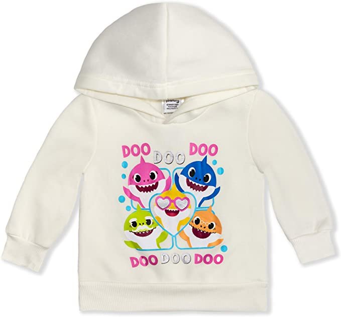 Nickelodeon Baby Shark Girls’ Hoodie and Legging Set for Infant and Toddler – White/Grey Or Pink/Grey
