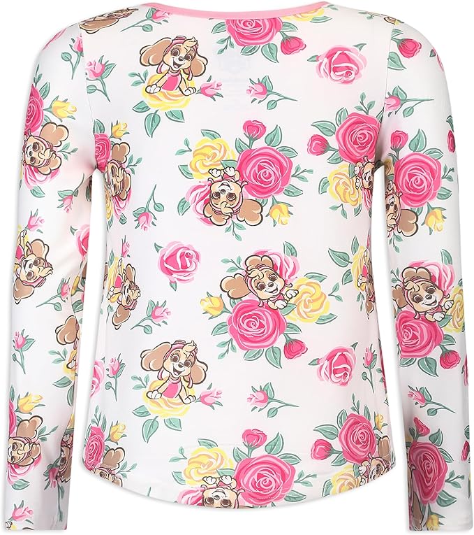 Nickelodeon Paw Patrol Girls’ Skye 2 Pack Long Sleeve Shirt and Jogger Pack for Toddler and Little Kids – Pink/White