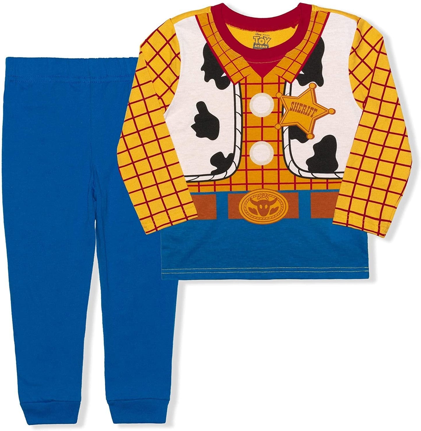 Disney Toy Story Boys? Long Sleeve Shirt and Jogger Pants Costume Set for Infant and Toddler - Yellow/Blue