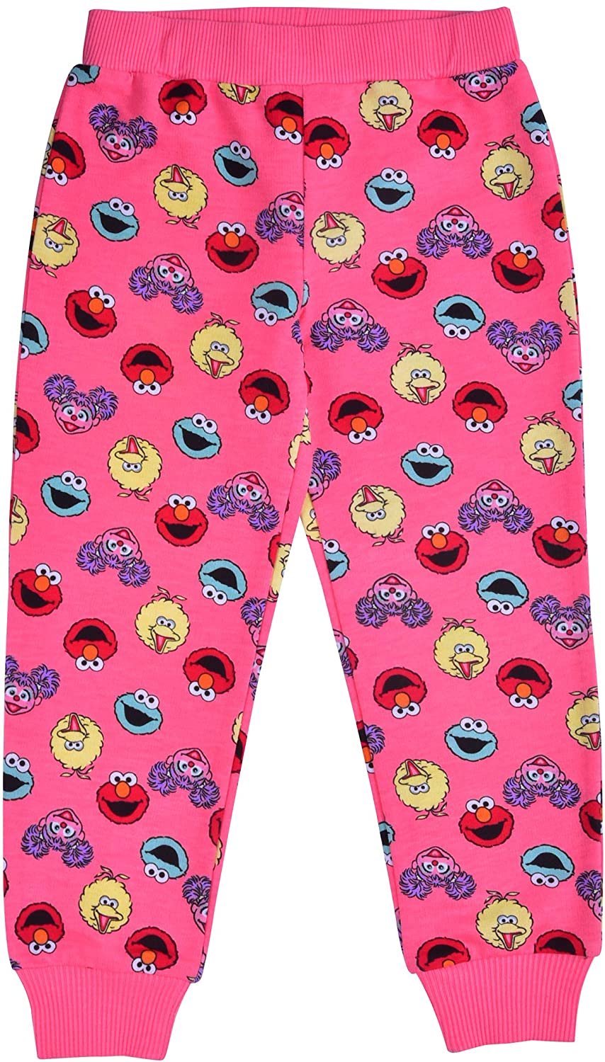 Sesame Street Jogger Set for Girls, Baby to Toddler Long Sleeve Tee and Jog Pants Set, Pink