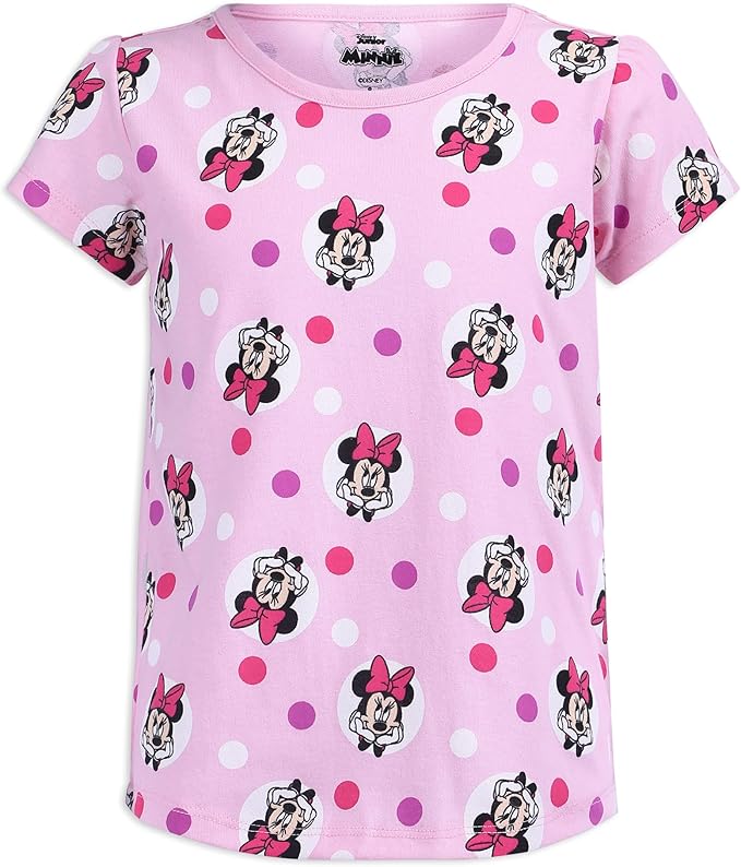 Disney Minnie Mouse Girls’ 4 Pack T-Shirt for Toddler and Big Kids – Pink/Purple/Grey
