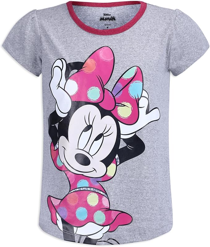 Disney Minnie Mouse Girls’ 4 Pack T-Shirt for Toddler and Big Kids – Pink/Purple/Grey