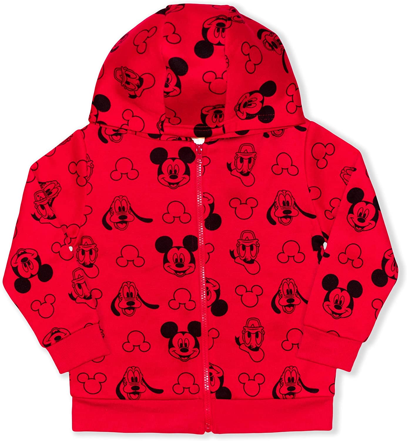 Disney Mickey Mouse Boys Mickey, Donald Duck and Pluto 2 Pack Hoodie for Toddler and Little Kids – Red/Black