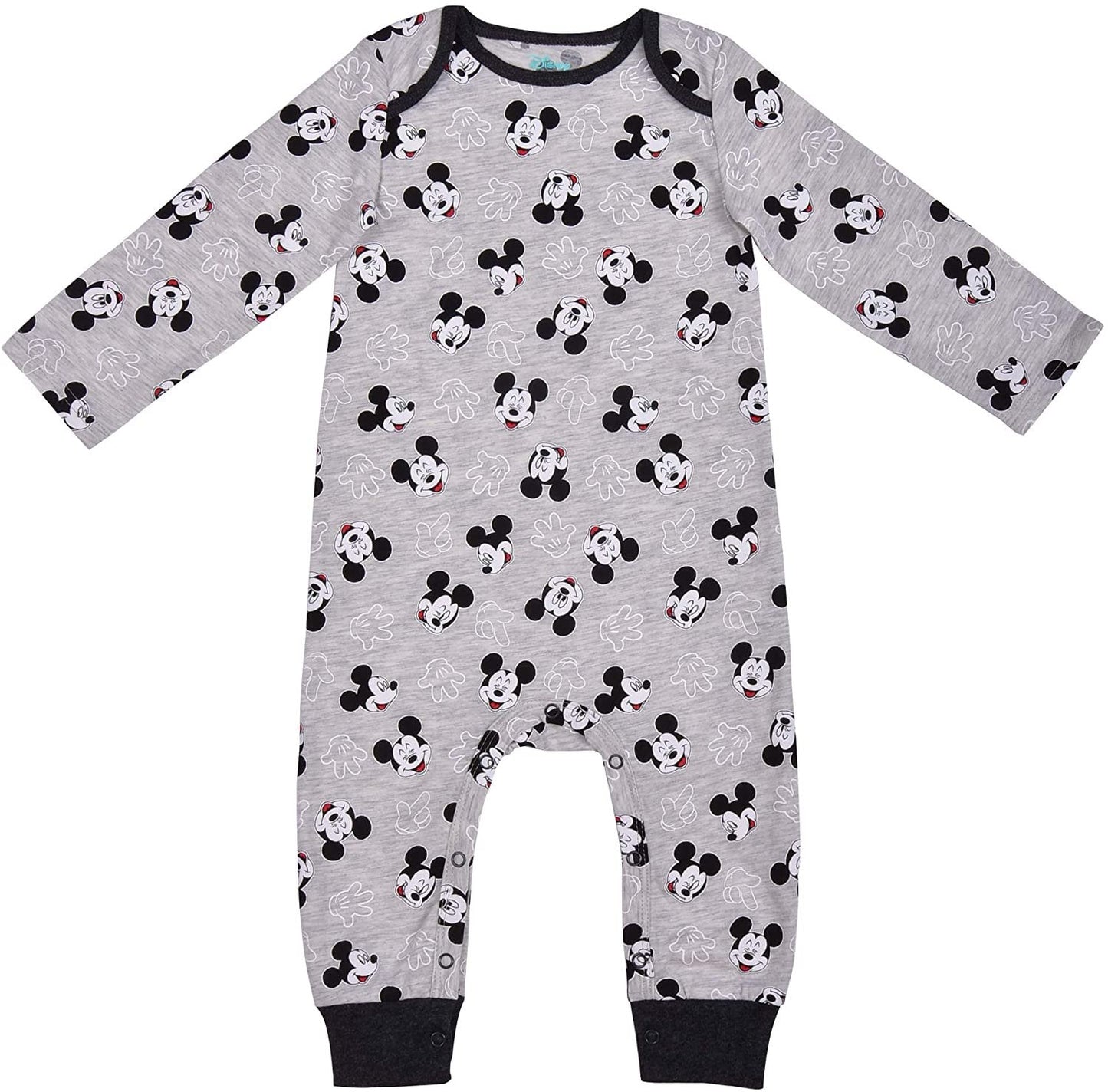 Disney Mickey Mouse Boys Bodysuits, Joggers and Cap Set for Newborn and Infant – Grey
