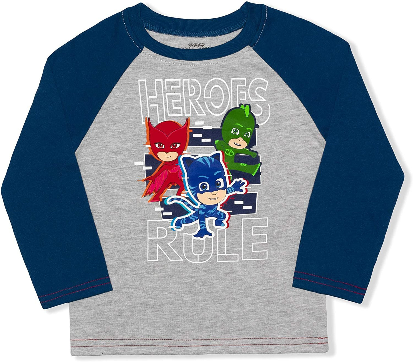 PJ Masks Catboy, Gekko and Owlette Boys’ Long Sleeve Shirt and Jogger Pants Set for Toddler and Little Kids – Navy/Grey